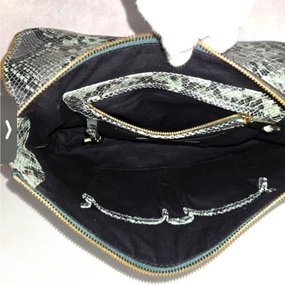 Rebecca Minkoff Collection Green Python Embossed Leather Cali Shoulder Bag - Picture 8 of 16
